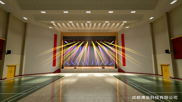 某部队多功能厅舞台灯光、专业音响及舞台幕布 成都鹰皇灯光音响工程项目