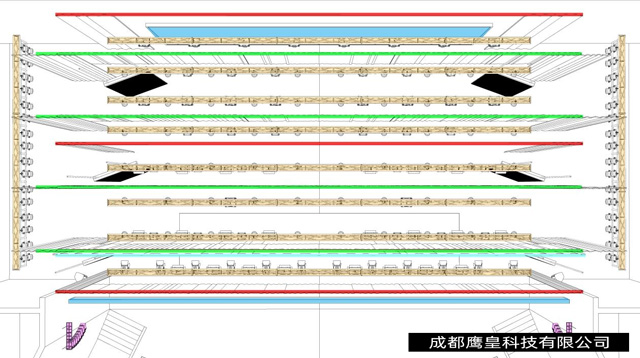 重庆某中学多功能剧场灯光音视频舞台机械设计方案 成都鹰皇灯光音响工程