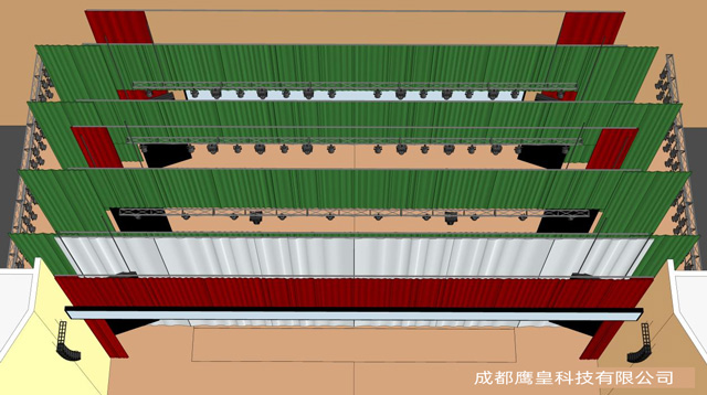 重庆某中学多功能剧场灯光音视频舞台机械设计方案 成都鹰皇灯光音响工程