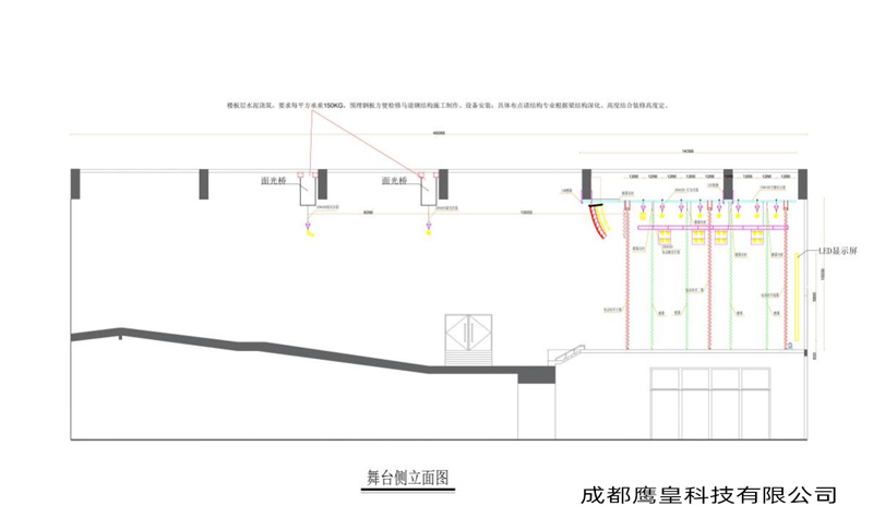 重庆某中学多功能剧场灯光音视频舞台机械设计方案 成都鹰皇灯光音响工程
