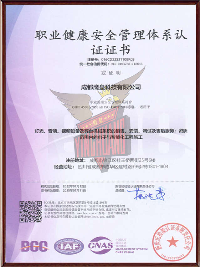 职业健康安全管理证书